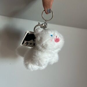 CUTE Kawaii Chibi Fluffy Little Pet White Cat Keychain “炸毛小宠” Plush Bag Charm